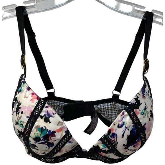 Victoria’s Secret Very Sexy Push Up Bra Pigeonnant Size 32DD Lace Floral - Picture 1 of 5